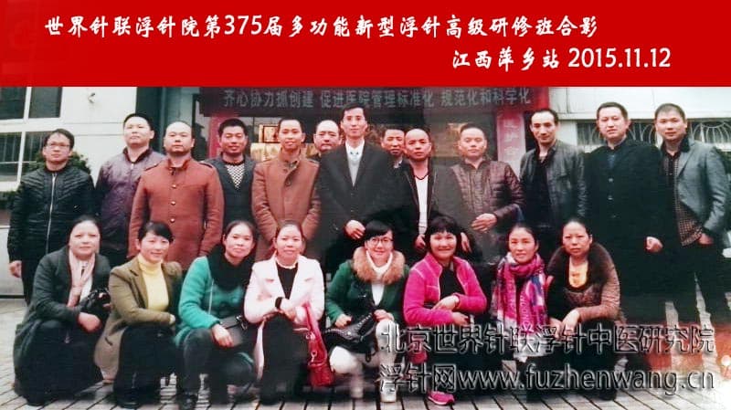 【多功能皮下套管针疗法】世界针联浮针中医研究院第375届新型浮针疗法研修班在江西萍乡成功举办并圆满结束（2015年11月12-11月13日）萍乡
