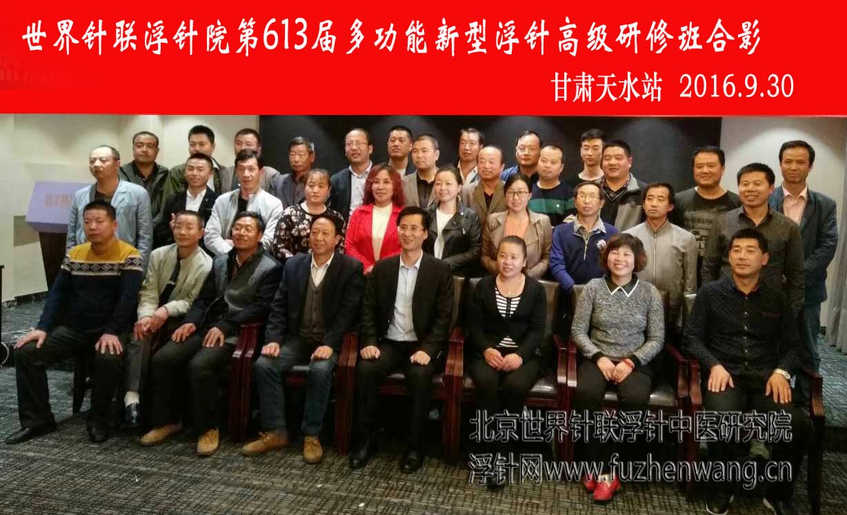 【多功能皮下套管针疗法】世界针联浮针中医研究院第613届新型浮针疗法研修班在甘肃天水成功举办并圆满结束（2016年09月29日-09月30日）天水